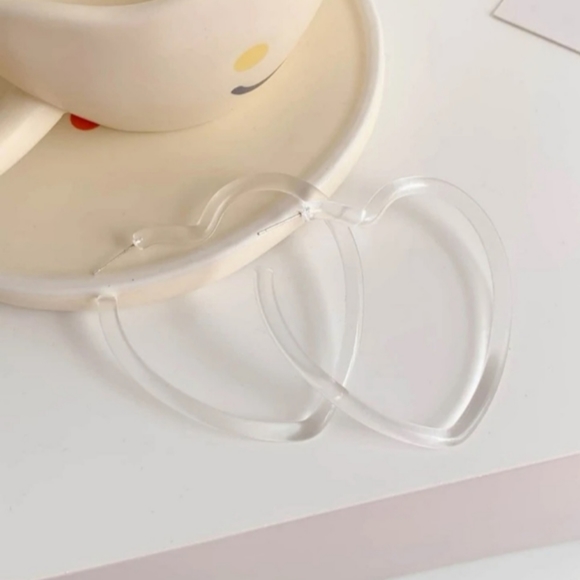 Clear Acrylic Large Heart Earrings! - Picture 3 of 6